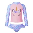 thumbnail image 2 of Doomiva Girls Mermaid 2 Pcs Tankini Sets Long Sleeve Upf 50+ Rashguard Shirts with Skirted Brief Bathing Suit Pearl Fish Scales 10, 2 of 5