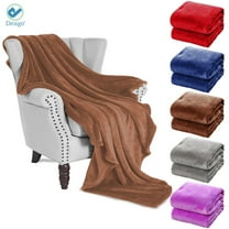 Deago Super Soft Light Weight Coral Fleece Warm Throw Blanket for Couch/Sofa/Bed/Chair (Coffee, 39 x 55")