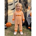 thumbnail image 5 of RUINIXCW Newborn Baby Girl Boy Halloween Outfit Infant Baby Girls Boys Fall Winter Clothes Waffled Striped Romper Pumpkin Ghost Cat Embroidery Long Sleeve Jumpsuit, 5 of 9