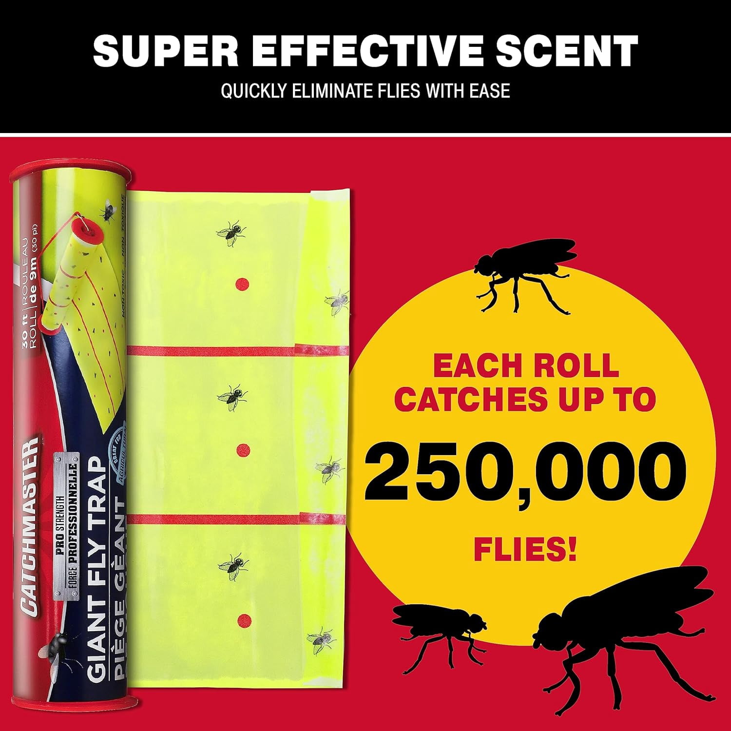 Giant Fly Glue Trap Set (1 pack, 30 feet per pack), outdoor sticky fly trap