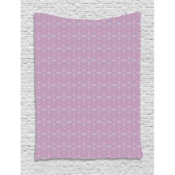 Geometric Tapestry, Repeating Diagonal Lines with Geometric Design Modern Design, Wall Hanging for Bedroom Living Room Dorm Decor, 40W X 60L Inches, Blue Vermilion White, by Ambesonne