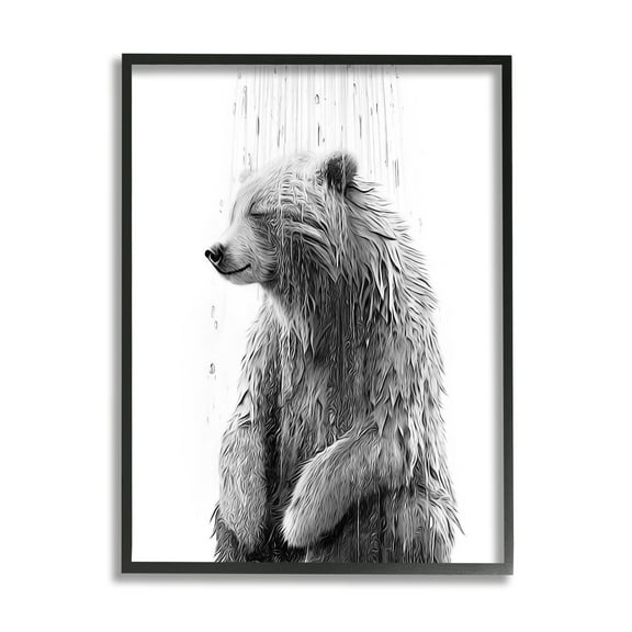 Stupell Industries Bear Water Splash Animals & Insects Painting Black Framed Art Print Wall Art, 11 x 14