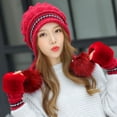 thumbnail image 5 of Prolriy Beanie for Women Warm Hat Thick Knitted Plush Ear Hat Women's Woolen Baseball Caps Wool Beanie Winter Hats for Women Red, 5 of 7