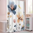 thumbnail image 5 of Shower Curtain Watercolor Flowers Leaf Shower Curtains for Bathroom Decor, Waterproof Polyester Shower Curtain Set with Hooks, Extra Long 72" x 84" Blue Floral Dragonfly, 5 of 9