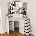 thumbnail image 6 of Vanity Desk with Mirror & Lights, White Makeup Desk with 5 Drawers, Corner Vanity Dressing Table for Bedroom Woman Girls, 6 of 7