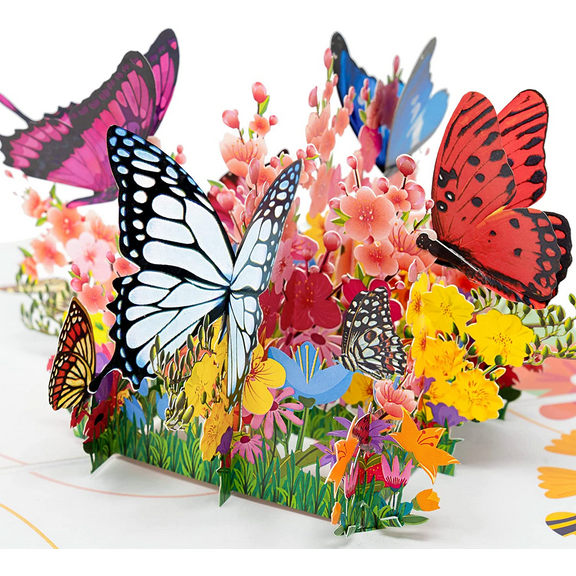 Butterflies on flowers Pop Up Card, 3D Birthday Card, Card for All occasions