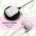thumbnail image 3 of Marble Case Compatible with Airpods Pro, Glossy Soft TPU Protective Smooth Cover with Portable Keychain, Supports Wireless Charging, Shockproof & Anti-Scratch, Shinny Pink Marble by Insten, 3 of 10