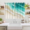thumbnail image 2 of Turquoise Ombre Oceans Kitchen Curtains Window Panels, Watercolor Summer Coastal Beach Waves Insulated Window Treatment Curtain, Grommet Curtains for Bedroom/Living Room/Bathroom, 2 Piece 52"Wx63"L, 2 of 8