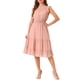 thumbnail image 2 of Vestido de gasa sin mangas para mujer Inspire Chic con cintura fruncida y estrellas metálicas doradas, vestido de fiesta color rosa polvo talla S, 2 of 6