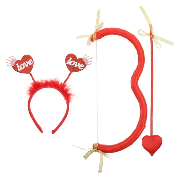 KAKOWELY 1 juego de diadema de Cupido para fiesta de San Valentín, arco y flecha de Cupido, diadema de corazón de Cupido para cosplay y decoraciones, accesorios únicos para juegos de rol