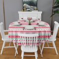thumbnail image 2 of Red and Green Christmas Pattern Round Tablecloth 60"x60",Wrinkle Wipeable Table Cloth for Kitchen Dining Room Picnic Patio Party, 2 of 6