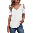 thumbnail image 3 of Starybirds Summer Tops For Women Short Sleeve Cold Shoulder Shirt White S, 3 of 5
