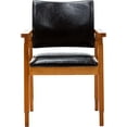 thumbnail image 4 of NOBPEINT Mid-Century Dining Side Chair with Faux Leather Seat in Black, Arm Chair in Walnut, 4 of 9