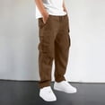 thumbnail image 2 of CUZIBR Kids Cargo Pants With Multiple Pockets Comfortable Casual Trousers For Boys Elastic Drawstring Waist Loose Straight Leg Trousers Lightweight Bottoms For School Outdoor,Brown,11-12 Years, 2 of 5
