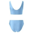 thumbnail image 5 of MIXUE Swim Suits for Women Summer Solid Color Strappy Square Collar Seamless Bra And Panty Set Sports Two Piece Tankini Activewear,Blue,XS, 5 of 6