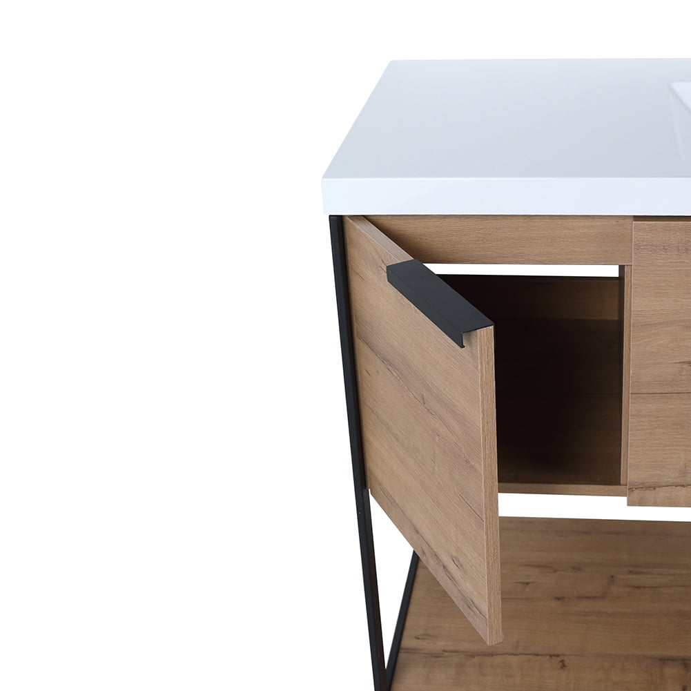 Kepooman 47" Modern Floating Bathroom Vanity, Free Standing Cabinet with Doors and Drawer, Imitative Oak Kepooman 47" Modern Floating Bathroom Vanity, Free Standing Cabinet with Doors and Drawer, Imitative Oak