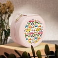 thumbnail image 6 of Yiaed Transports with Animals Print Travel Jewelry Case Bridesmaid Gift Boxes Jewelry Travel Organizer Small Round Jewelry Box Mini Storage-Pink, 6 of 7