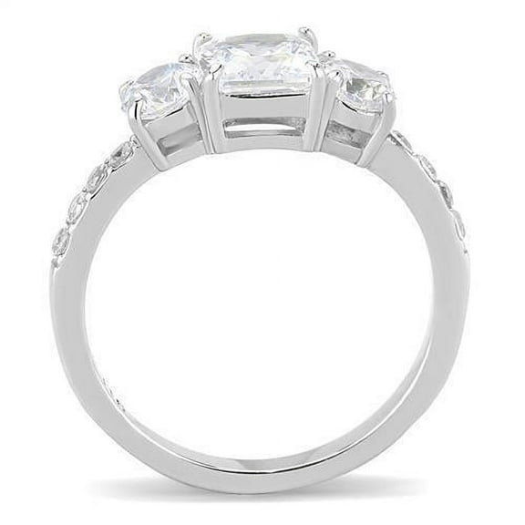 TK3246 - High polished (no plating) Stainless Steel Ring with AAA Grade CZ in Clear