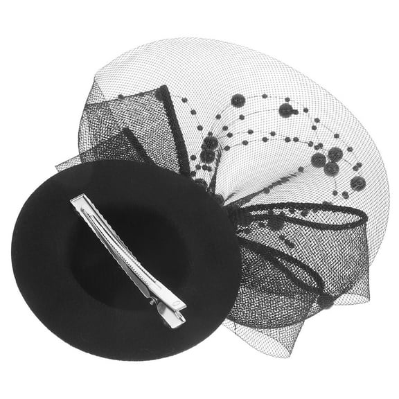 PENIKOKO Black Mesh Hair Fascinator for Women, Hat Shape, Elegant Wedding and Party Accessory, 7.47 x 6.68 x 1.18 Inches