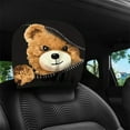 thumbnail image 4 of Eolstice Evil Zippered Bear Car Pillow Cover, Adorable Bear Print Pillowcase, Car Seat Backrest Cover, For Automotive Interior, Themed Decor, Gift For Kids, Soft Fabric(Black-2), 4 of 6