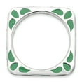 thumbnail image 4 of Sterling Silver Polished Green Enameled Square Ring, 4 of 4