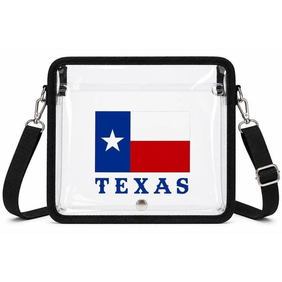 YUBIKWETE Clear Stadium Crossbody Bag Texas Flag PVC Handbag With Adjustable Strap
