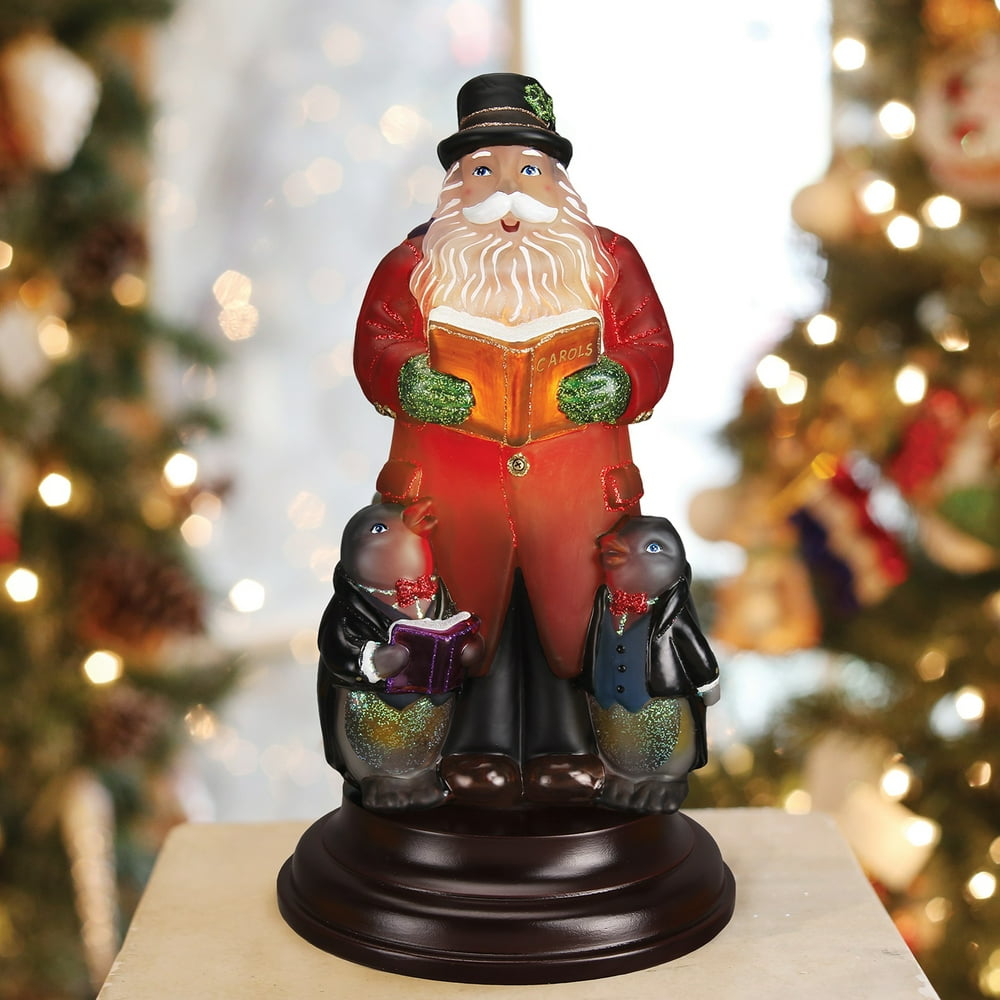 Old World Christmas Caroling Santa Glass Night Light Figurine 529773