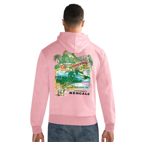 Men's Margaritaville Orange Cincinnati Bengals Time Flies Garment Dyed Pullover Hoodie