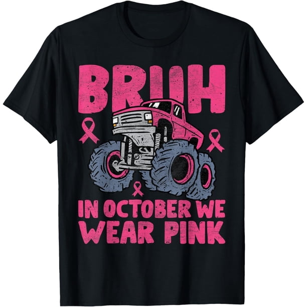 Bruh in October We Wear - Camiseta para niños con cáncer de mama rosa