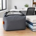 thumbnail image 5 of Lunch Bag, Collapsible Water Resistant Gray Tote, 1 Pack Lightweight Leakproof Insulated Container for Work School Picnic Travel Outdoor Use Storing Sandwiches Snacks Drinks for Adults Kids, 5 of 5