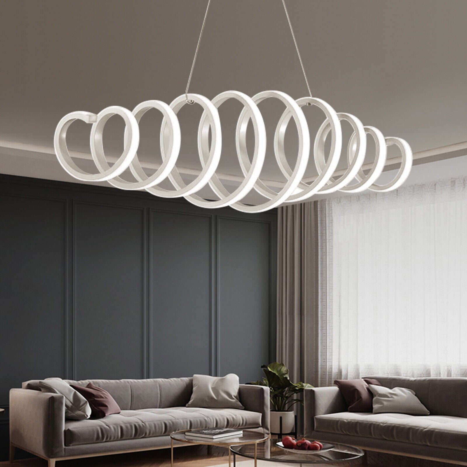 110V Modern LED Acrylic Chandelier Curve Pendant Light Dining Room Ceiling Lamp Modern Acrylic S shape Pendant Light LED Wave Chandelier White Lamp Lighting 88W Modern Acrylic LED Chandelier