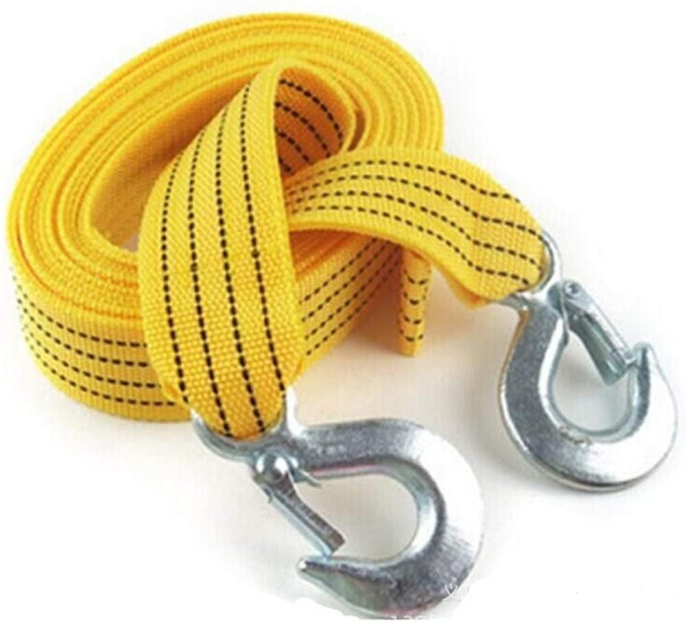 Double Thick Heavy-Duty car Towing Rope,Tow Belt Strap cable 5 Tonne,4 Meter with Safety Steel Hooks