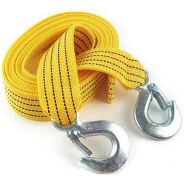 Tow Rope, 4 Meter Load 5 Ton Car Trailer Towing Rope Strap Tow Cable with Hooks Emergency Vehicle Tool