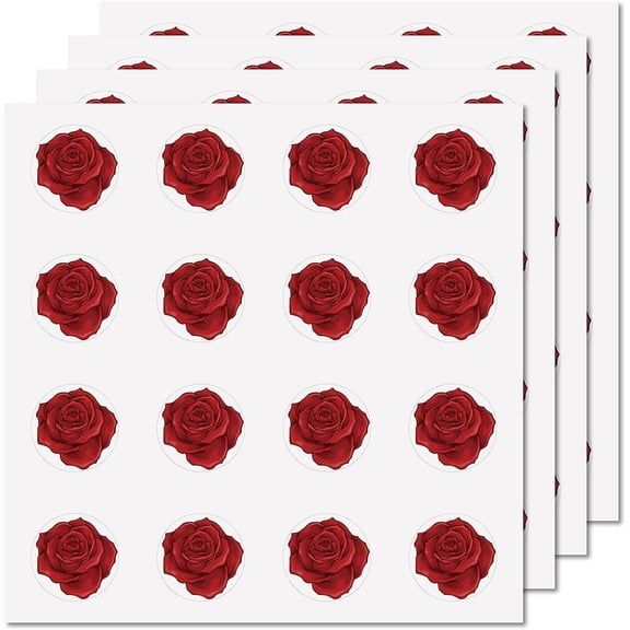 128Pcs Red Roses Stickers Round Label Stickers Waterproof Circle Sticky Dot Planner Stickers