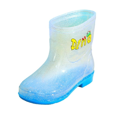 

Little Child Shoes Girls Rain Boots Unisex Children Shoes Fashion Flat Mid Tube Rain Boots Fashion Soft Bottom Cartoon Transparent Outdoor Rain Boots