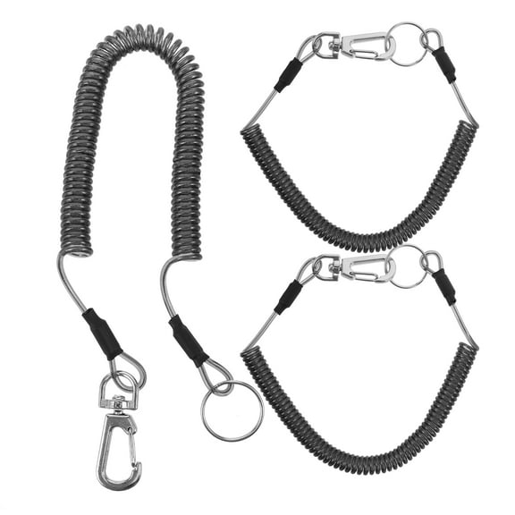 Masteelf 3pcs Retractable Safety Keychain Lanyard for Fishing and Outdoor Activities Heavy Duty Spring Coil Cord with Key Ring Ideal for Hand Tools and Kayak Accessories Black