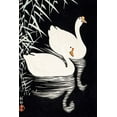 thumbnail image 2 of Koson, Ohara 17x24 Black Ornate Wood Framed with Double Matting Museum Art Print Titled - White Chinese Geese Swimming by Reeds, 2 of 4