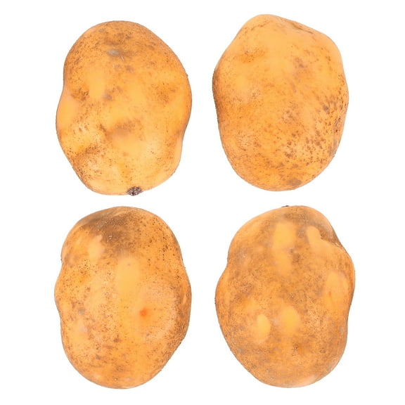 Greenadscape 4Pcs Faux Potato Props Round Orange Foam For Learning Restaurant Garden Decoration 10.0*7.0*5.0In