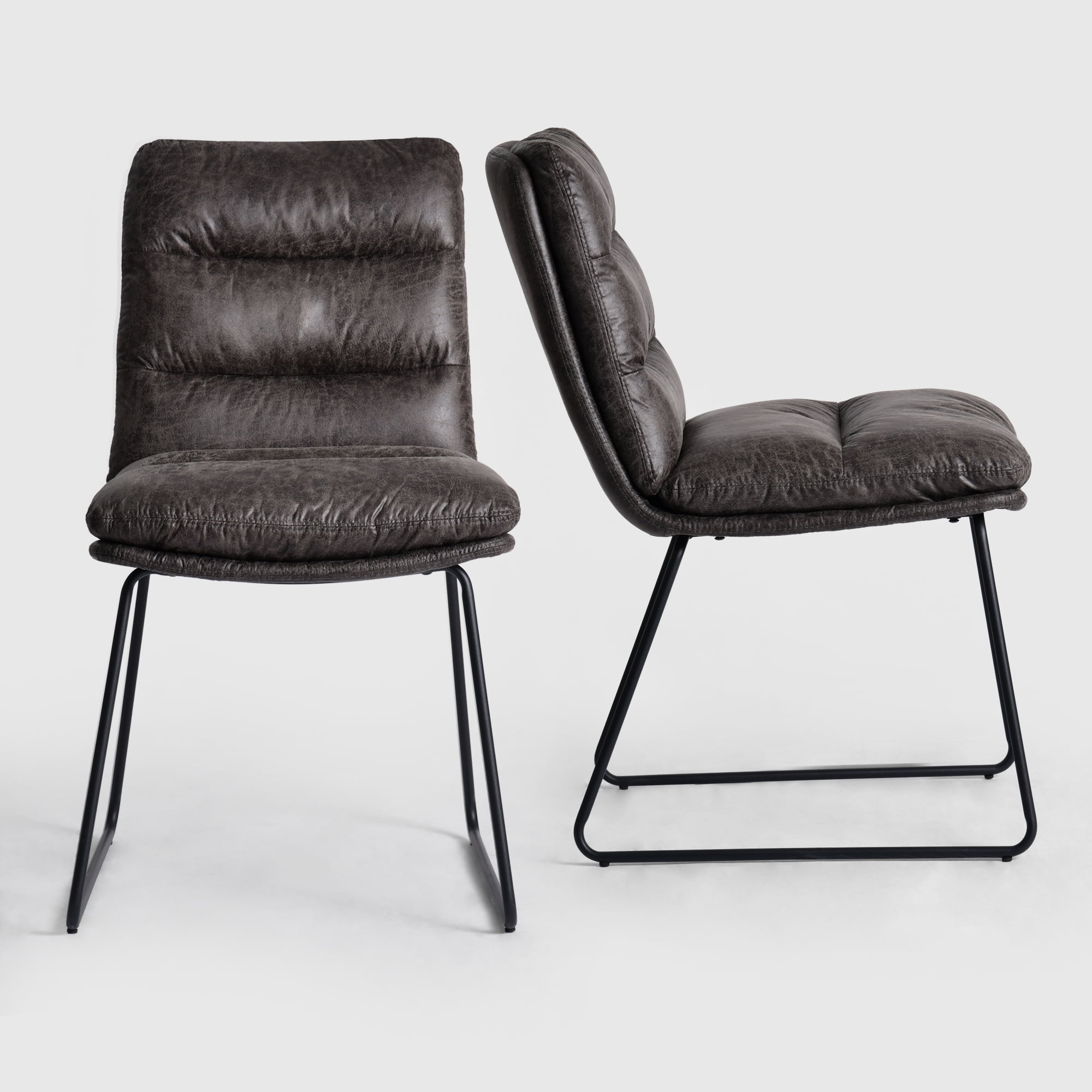 Homy Casa Set of 2 Upholstered Dining Chairs with Soft Padded Seat and Anti-Slip Metal Frame, Grey