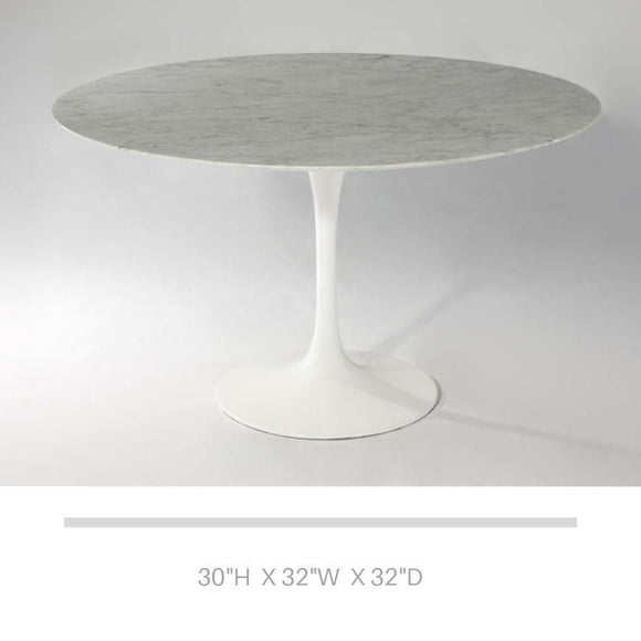 Leo dining table faux marble 32" with pedestal white base