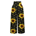 thumbnail image 5 of XFLWAM Women's Casual Wide Leg Palazzo Pants High Waisted Smocked Lounge Trousers with Pockets Black Yellow XL, 5 of 6