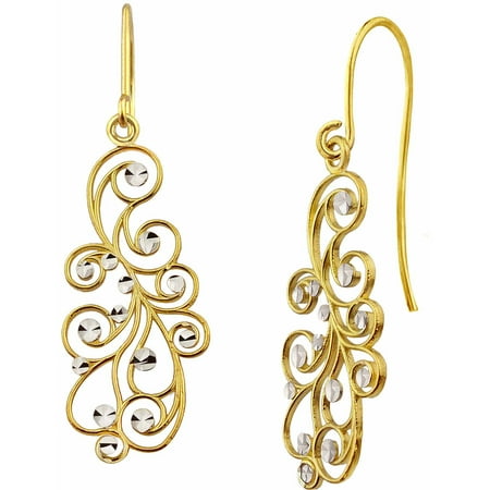 10kt Gold Diamond-Cut Multi-Swirl Drop Earrings