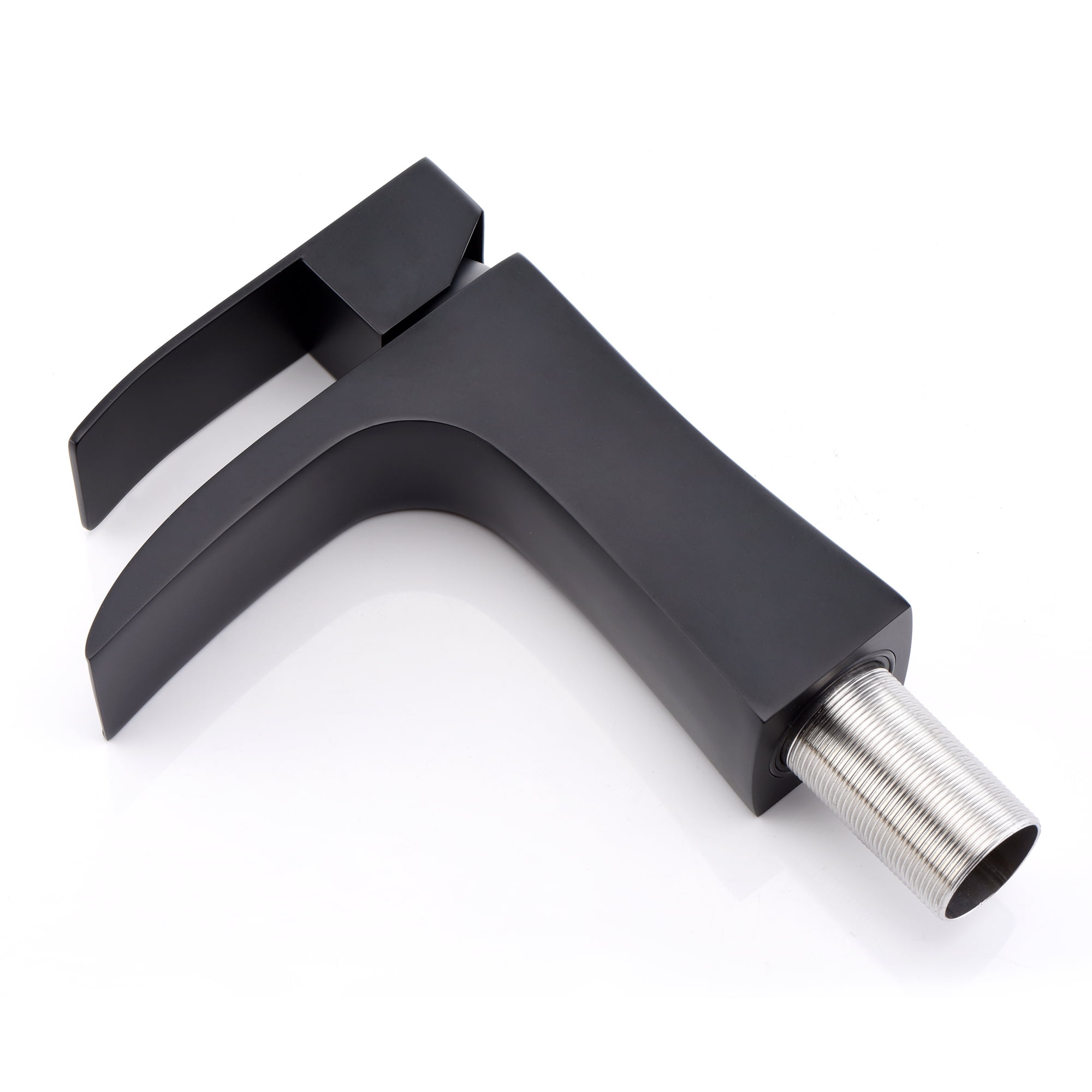 SUMERAIN Single Hole Bathroom Faucet Waterfall Bathroom Faucet Single Handle Matte Black Stainless Steel Lavatory Faucet