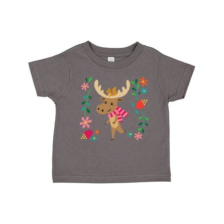 

Inktastic Woodland Moose Spring Flowers Gift Toddler Toddler Girl T-Shirt