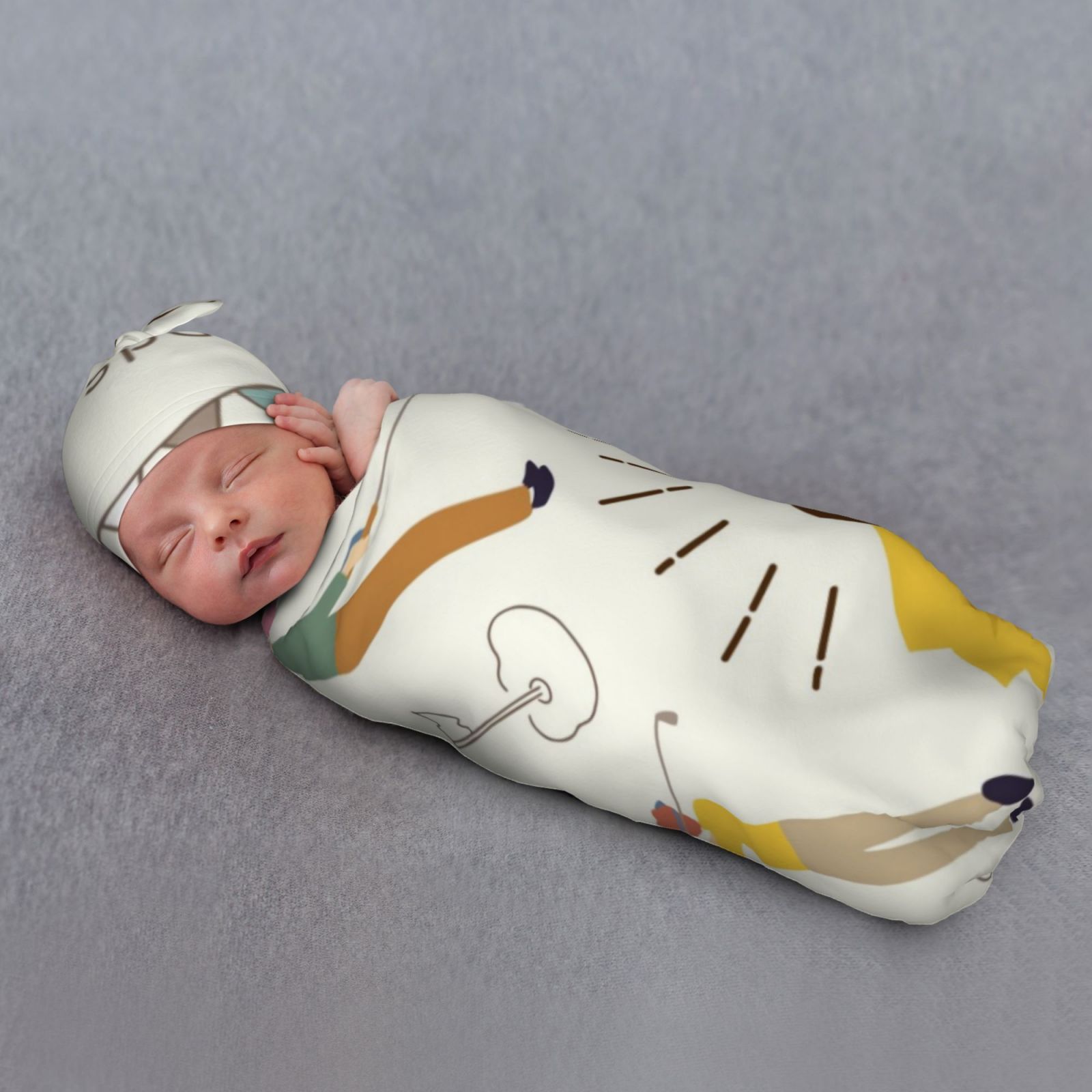 Xecao Golf Icons And Golfer print Unisex Baby Swaddle - a soft and cozy newborn receiving blanket complete with Beanie Set