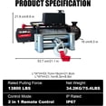 thumbnail image 2 of M optimized 13800lbs Electric Winch, Waterproof IP67 80ft Steel Cable/85ft Red Synthetic Rope Truck Winch with Wireless Handheld Remote, 12V Power Winch Winch, 2 of 7