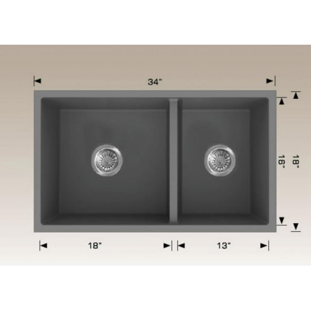 American Imaginations 34-in. W CSA Approved Coffee Kitchen Sink With 2 Bowl
