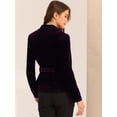 thumbnail image 4 of Chaqueta tipo blazer Allegra K terciopelo con cuello de solapa y cinturón para oficina de trabajo mujer Púrpura XS, 4 of 6