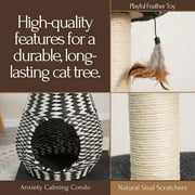 PetPals 49H 4-Lvl Cat Tree with Handwoven Condo and Nest Bed, Sisal Scratching Posts, Black/white