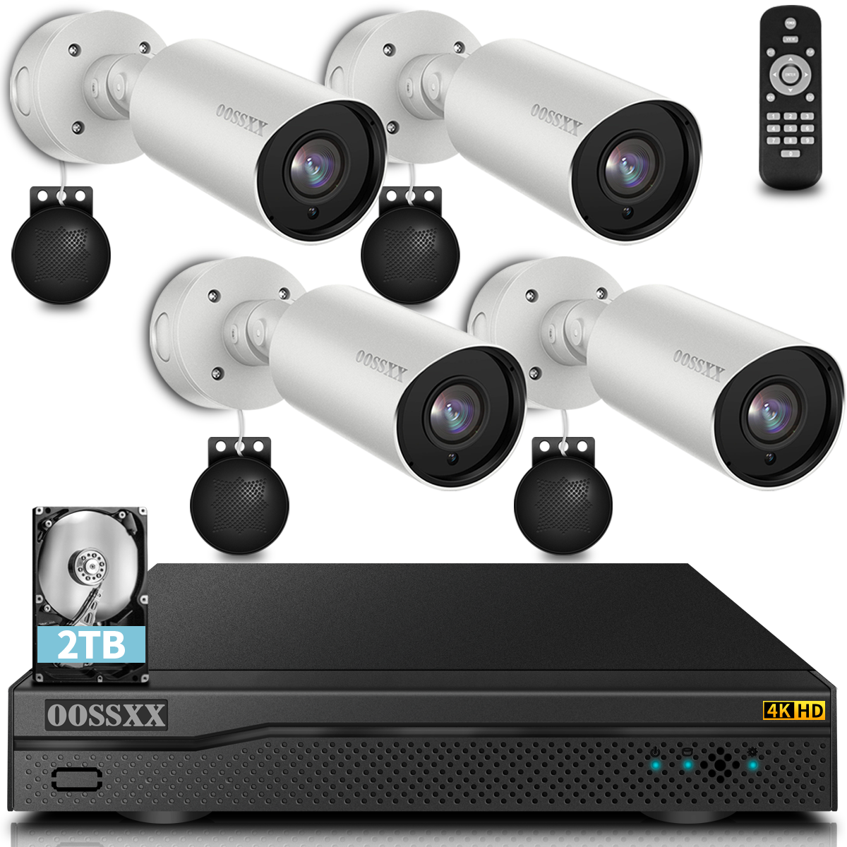 OOSSXX 4K POE Security Camera System, (4K/8.0MP & 2Way Audio) Cameras